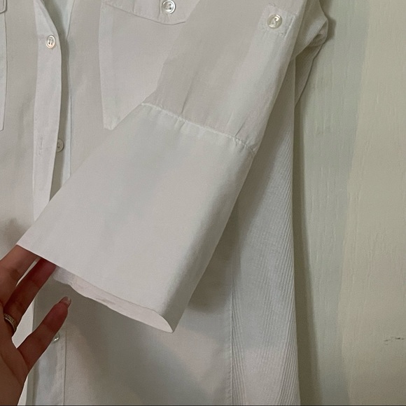 James Perse Slub Side Panel Button Front Shirt in White Size 2 - Picture 4 of 9